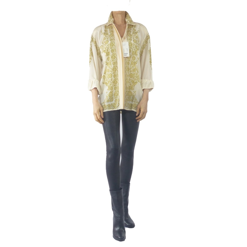 Escada Women's Cream with Gold Inlay Blouse Size 6